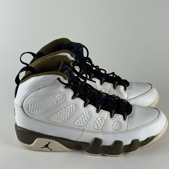 Air Jordan 9 Retro Shoes Mens Size 10.5 White Militia Green Statue 302370-109 - Picture 7 of 16